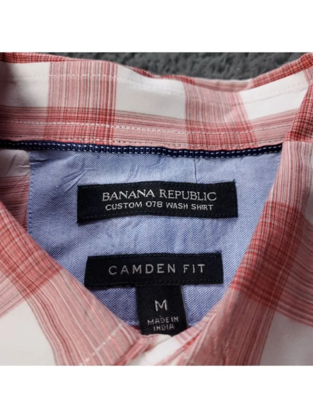 Banana Republic Wash Shirt Mens M Medium Long Sleeve Camden Fit Plaid Button